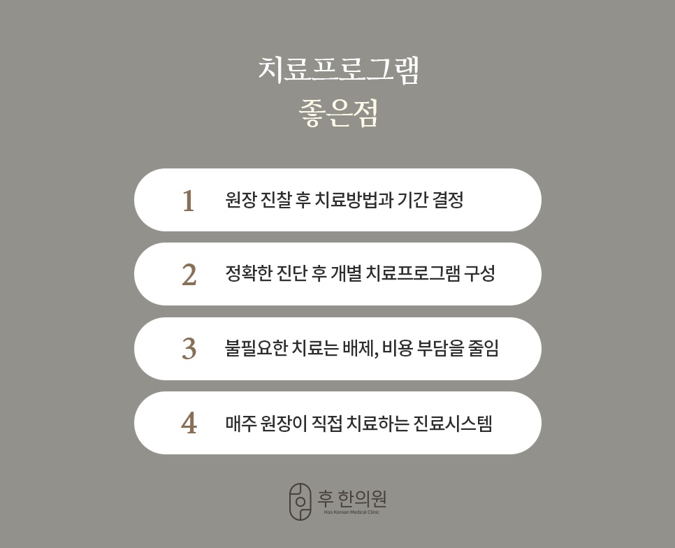 원장 직접 진료와 개별 프로그램 구성 등 치료프로그램 장점 4가지